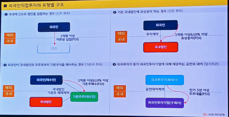 D-8ビザ審査で検討される4つの外国直接投資構造の図