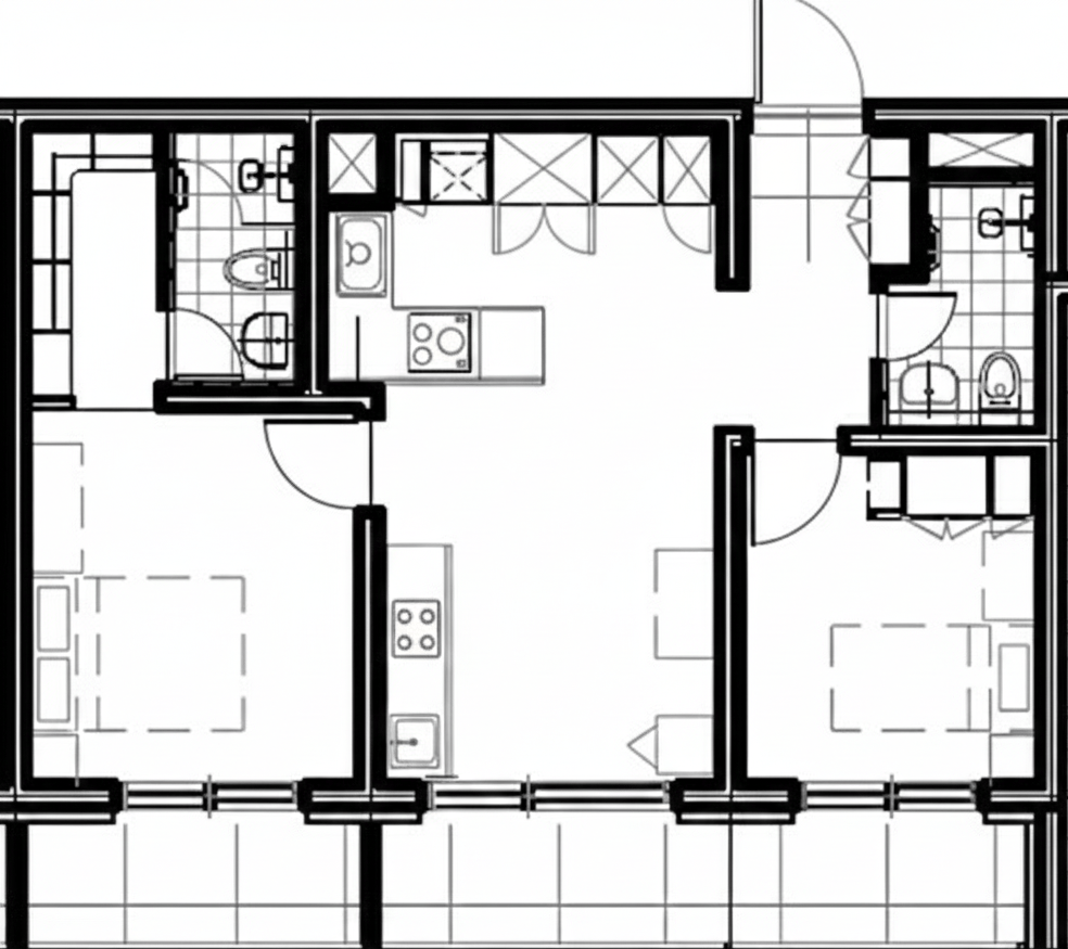Plano de Spacious Two-Room with Two Baths and Wide Terrace, Walking Distance to Byeongjeom Station on Line 1 1