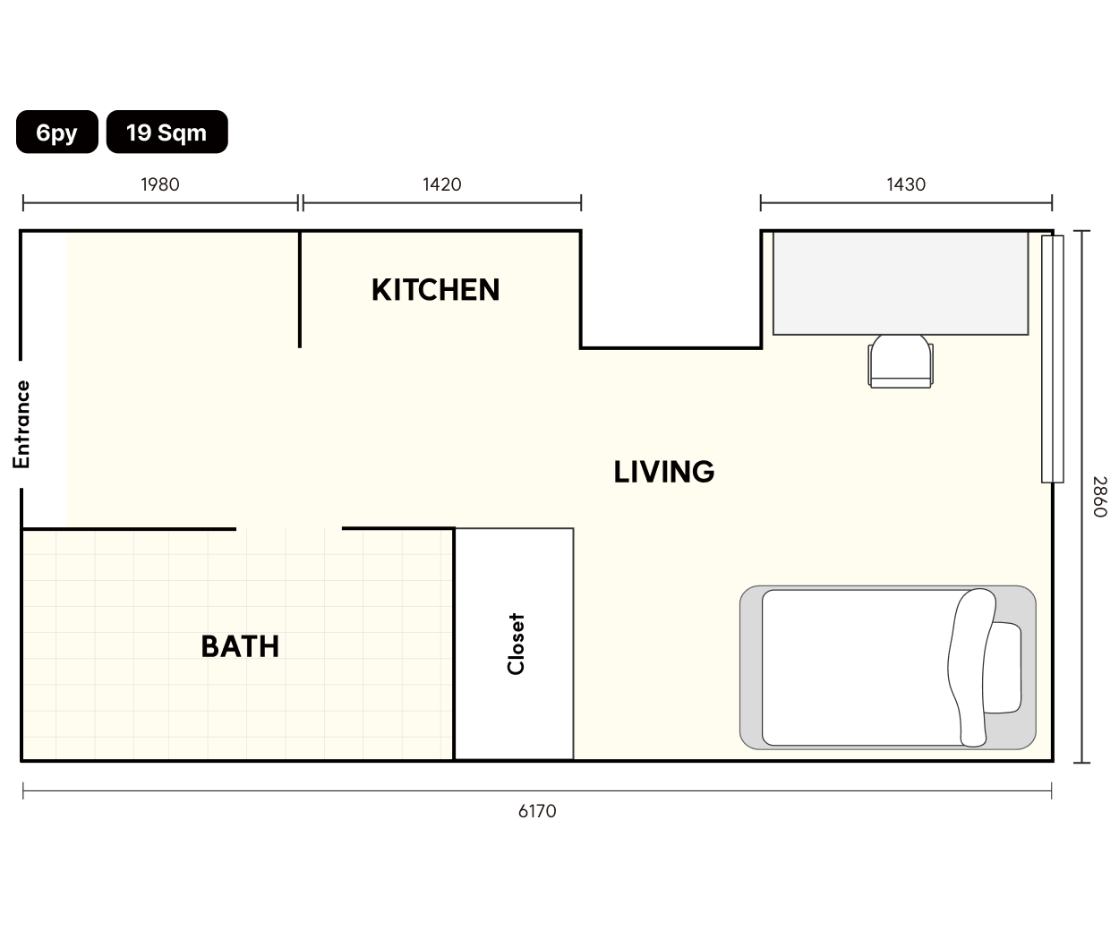 Modern Apartment in Seoul | 2 Months Free floor plan 1