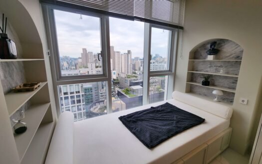 New Luxury Apartment Near Gangnam Station — Spacious Living Room, Two Bedrooms, and Private Terrace
